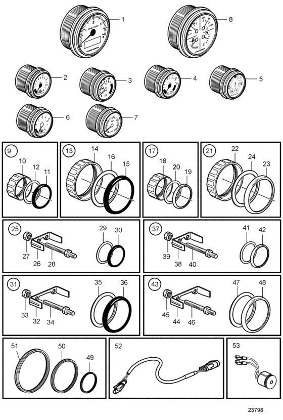 Схема узла Electrical Materials, Instrument Evc-B, Evc-B2 Для Volvo Penta D12C-A Mp