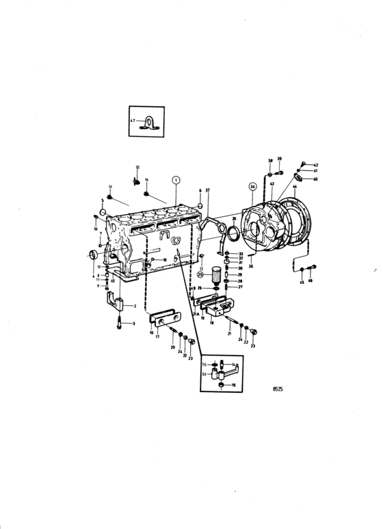 Схема узла Cylinder Block And Flywheel Casing Для Volvo Penta Aqad40B