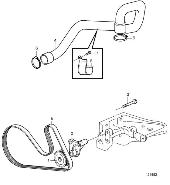 Схема узла Power Steering Pump Adapter Для Volvo Penta D3-220A-D