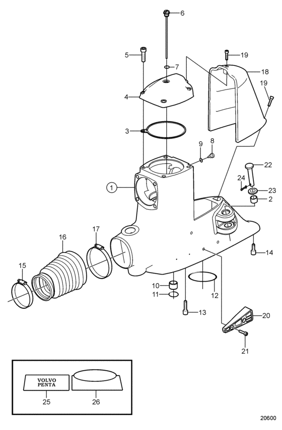 Схема узла Gear Housing, Upper Для Volvo Penta Dpx-A