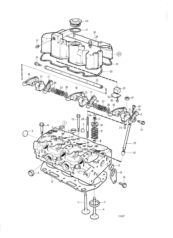 Схема узла Головка Цилиндра Для Volvo Penta Md2030A