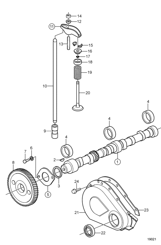 Схема узла Camshaft And Valve Train Для Volvo Penta 3.0Gsp-B