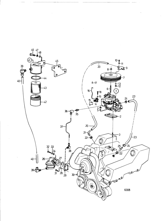 Схема узла Топливная Система Для Volvo Penta Aq200C