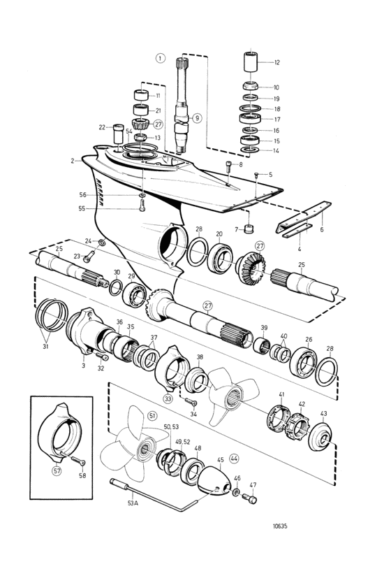 Схема узла Lower Gear Unit Для Volvo Penta Aqad41A