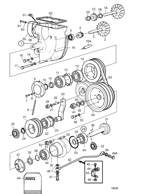 Схема узла Circulation Pump And Drive Device Для Volvo Penta Tamd122A