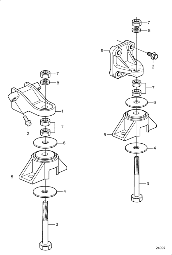 Схема узла Engine Mounts Для Volvo Penta 8.1Ipsce-Mf
