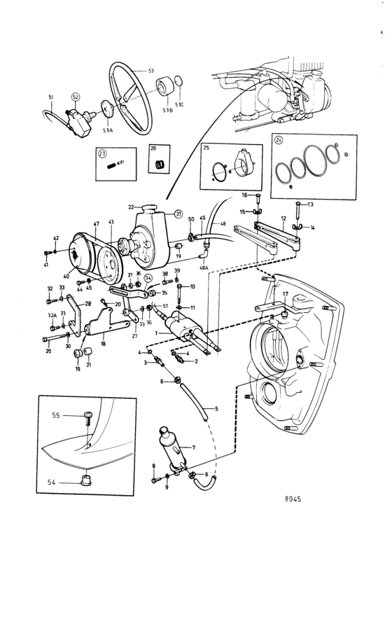 Схема узла Power Steering Aq Drive Unit Для Volvo Penta Aq151A
