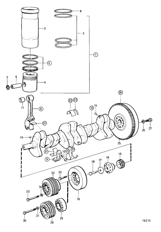 Схема узла Crank Mechanism Для Volvo Penta Tamd103A-A