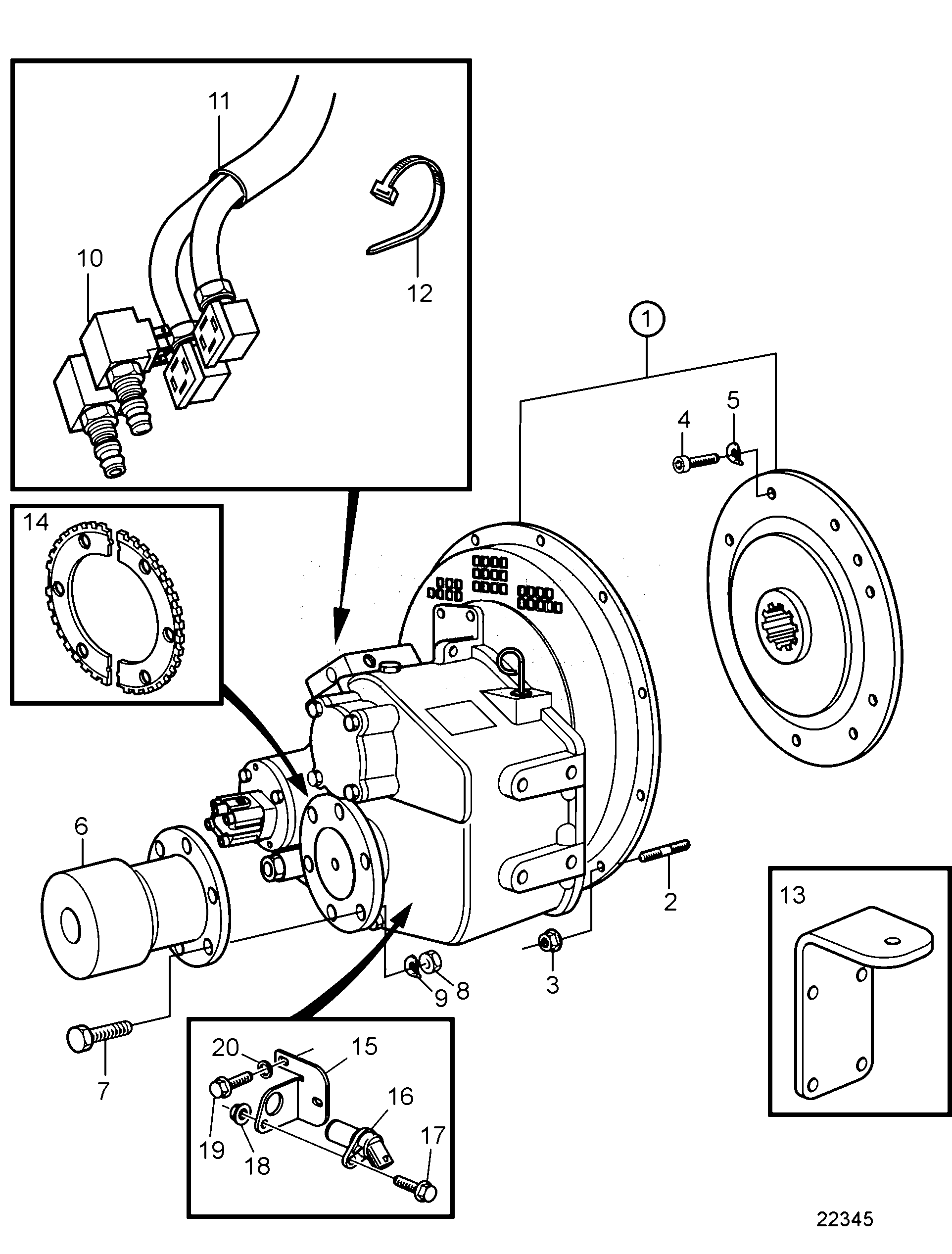 Схема узла Редуктор Реверса Zf280Ae