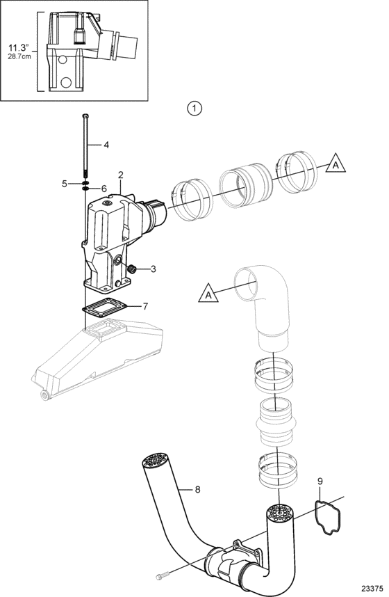 Схема узла Exhaust, 3\'\' Risers Для Volvo Penta 5.0Osi-G