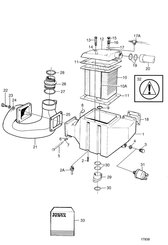 Схема узла Aftercooler Для Volvo Penta Tamd103A-A