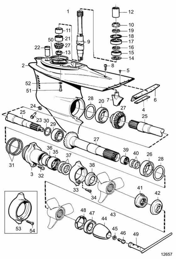 Схема узла Lower Gear Unit Для Volvo Penta Dp-C1 2.30
