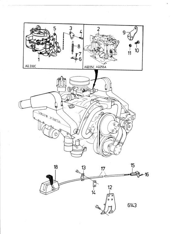 Схема узла Engine Speed Control: B Для Volvo Penta Aq225C