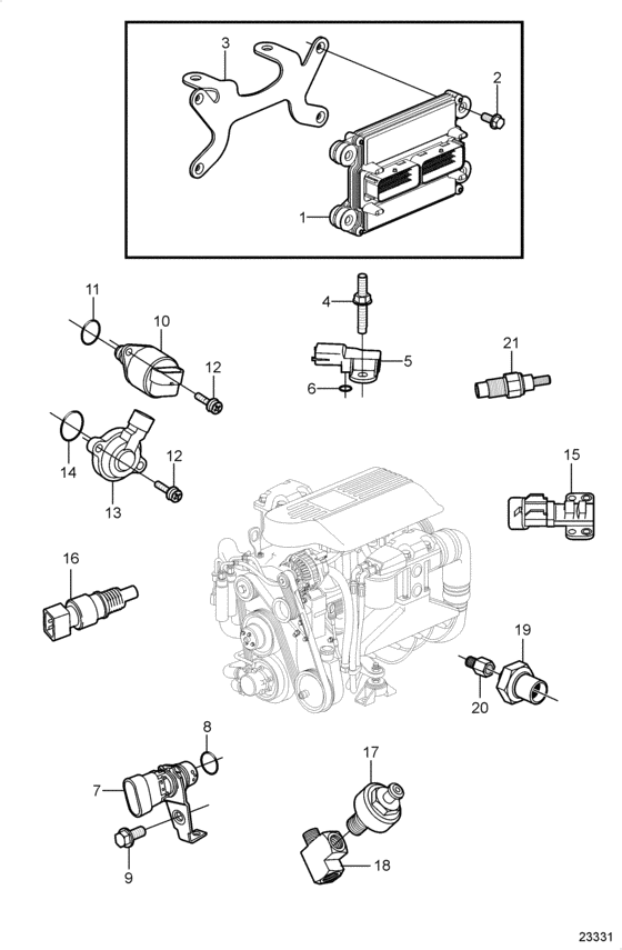 Схема узла Electronic Engine Control Для Volvo Penta 5.0Osi-Gf