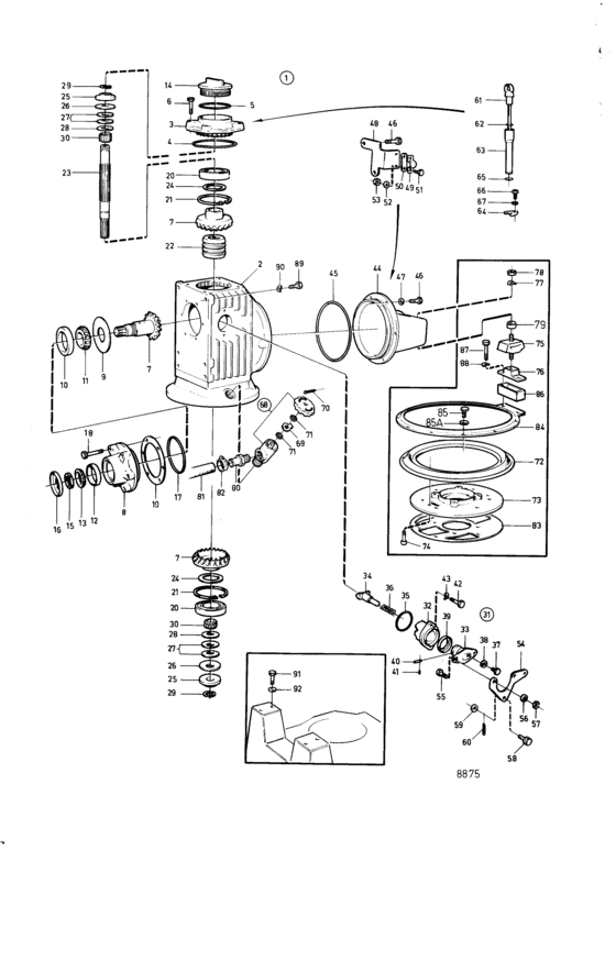 Схема узла Upper Gear Unit S-Drive Unit 120Sb, S120C: 872808 Для Volvo Penta 2003B