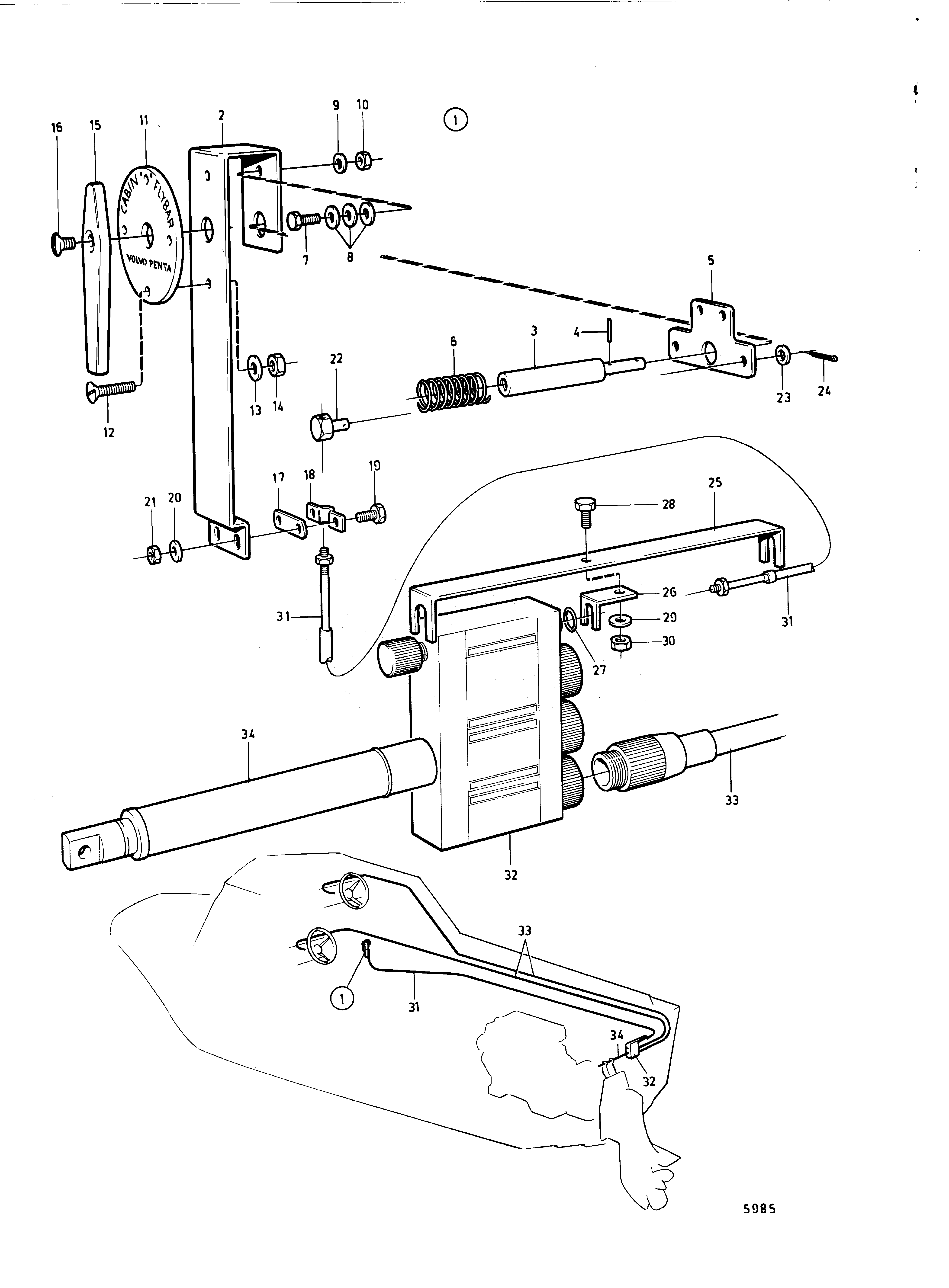 Схема узла Механизм Рулевого Управления, Рулевой Пост Fly Bridge Roto Pilot
