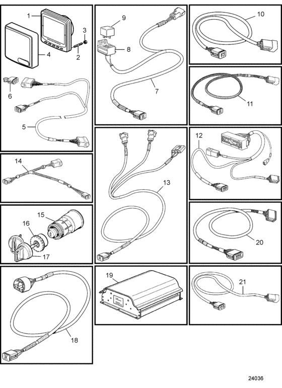 Схема узла Control Unit And Cables, Evc-A Для Volvo Penta D12D-A Mp