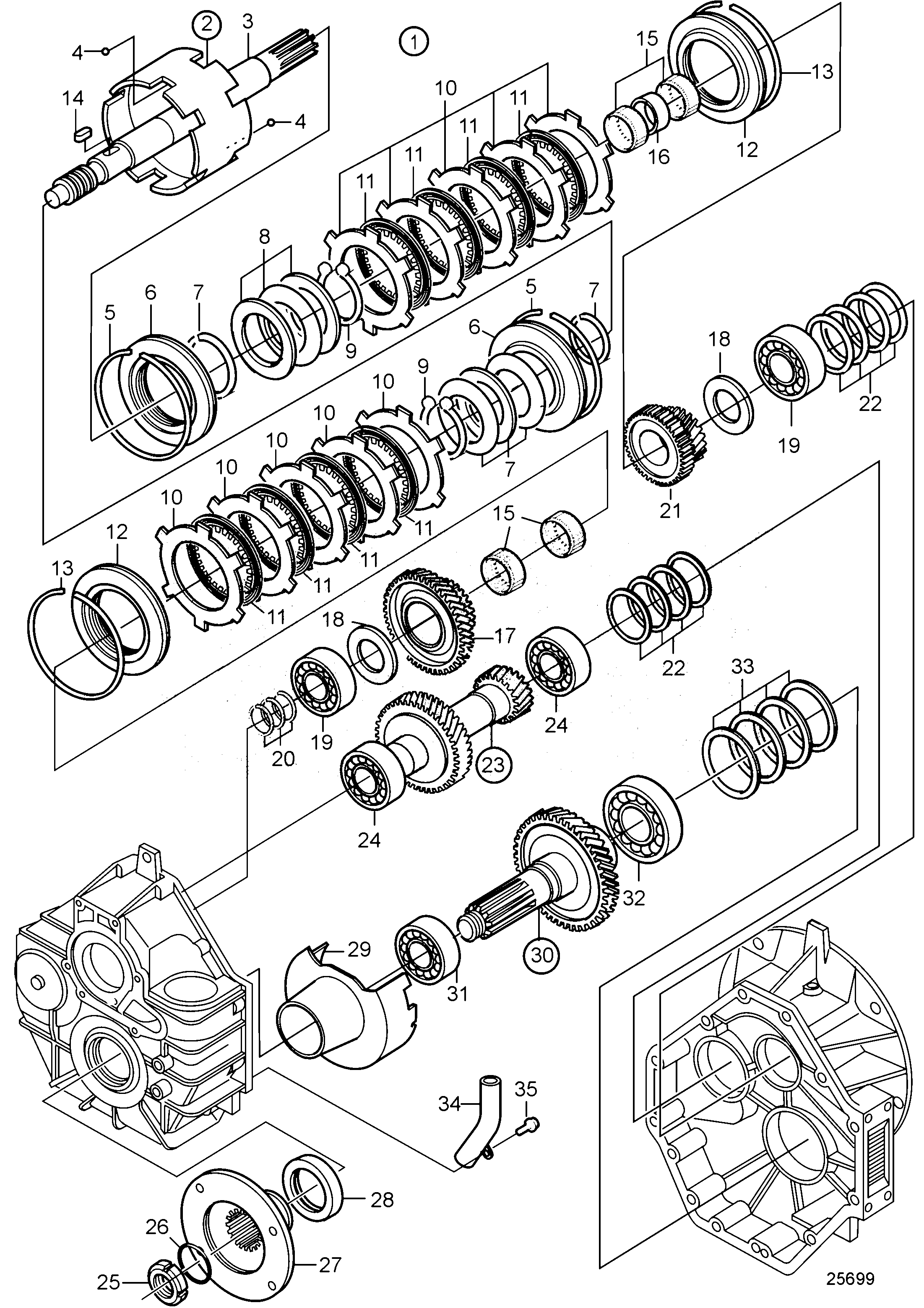 Схема узла Reverse Gear Hs45A-B Components: Ratio 2.03:1