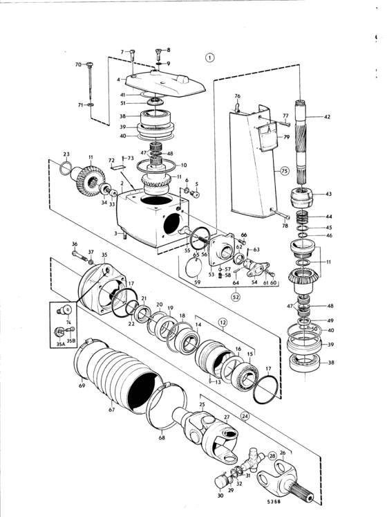 Схема узла Upper Gear Unit Aq Drive Unit 280, 280T: B Для Volvo Penta Bb115C