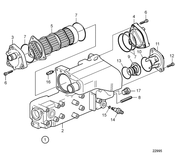 Схема узла Heat Exchanger, Components Для Volvo Penta D1-30F