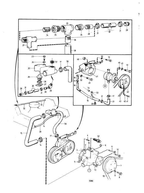 Схема узла Cooling System: A Для Volvo Penta Aq200B