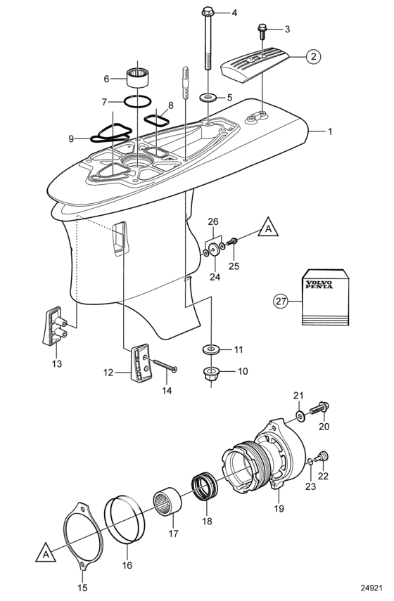 Схема узла Lower Gearhousing Для Volvo Penta Dps-A Oxi