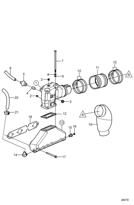 Схема узла Выхлоп Для Volvo Penta 4.3Gsjwtr