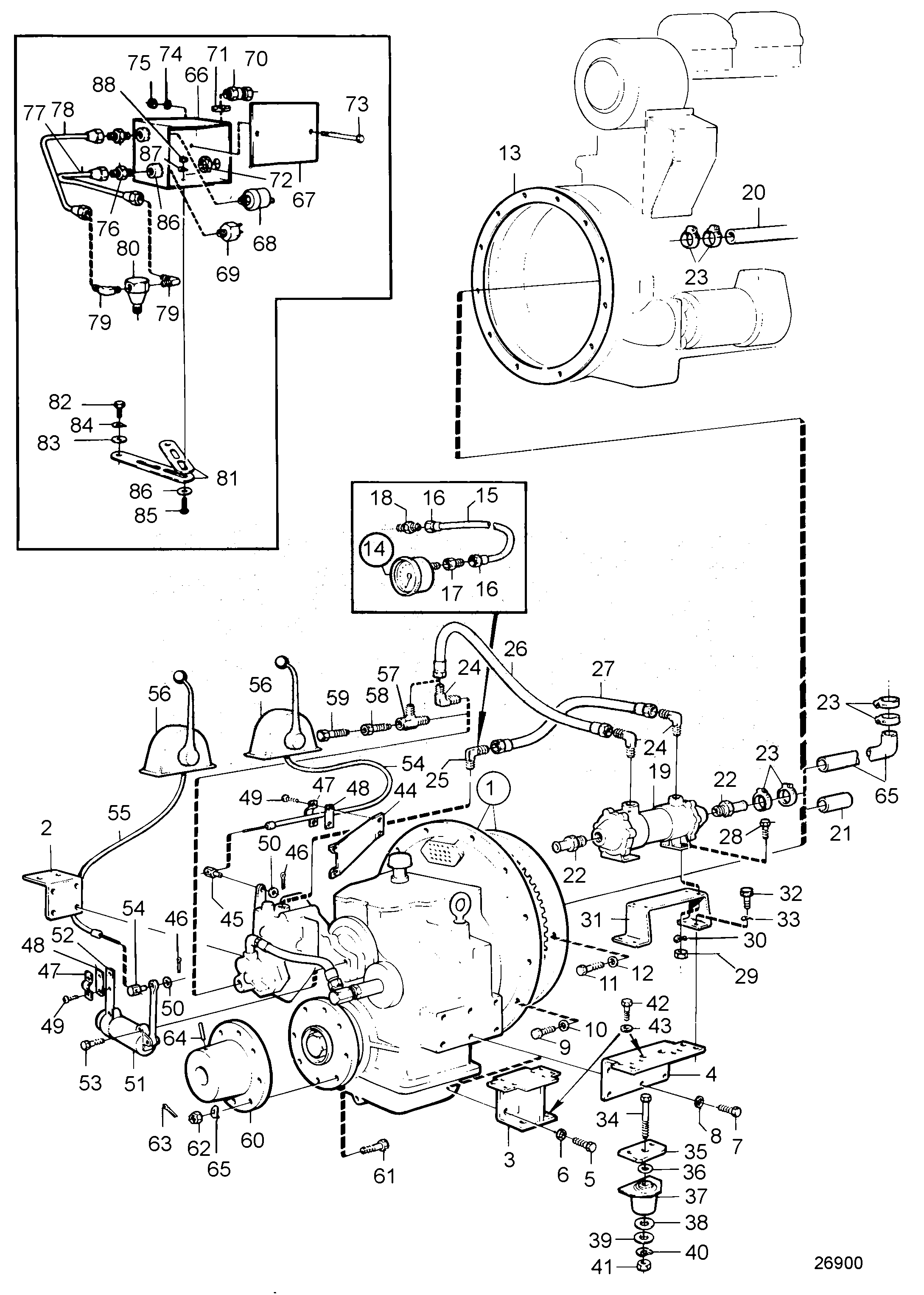 Схема узла Reverse Gear Twin Disc Mg509 And Inst. Comps. Classified Engin