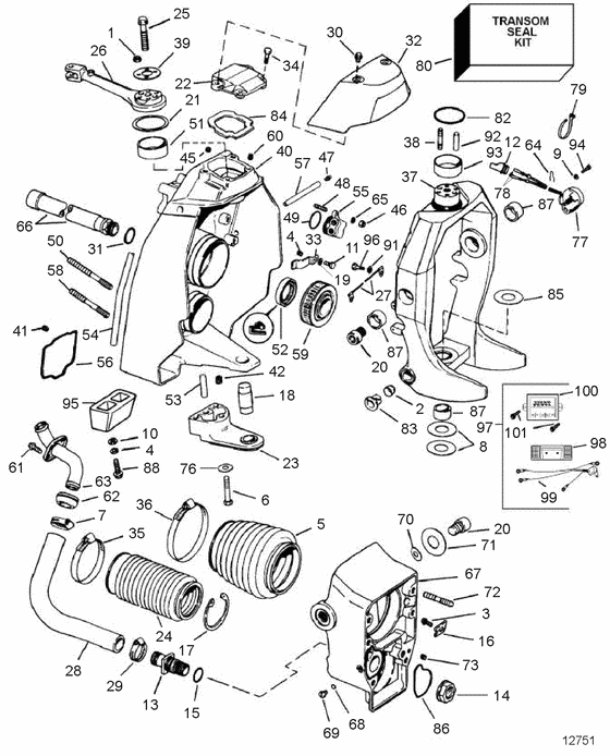 Схема узла Transom Shield Для Volvo Penta Sx-C2
