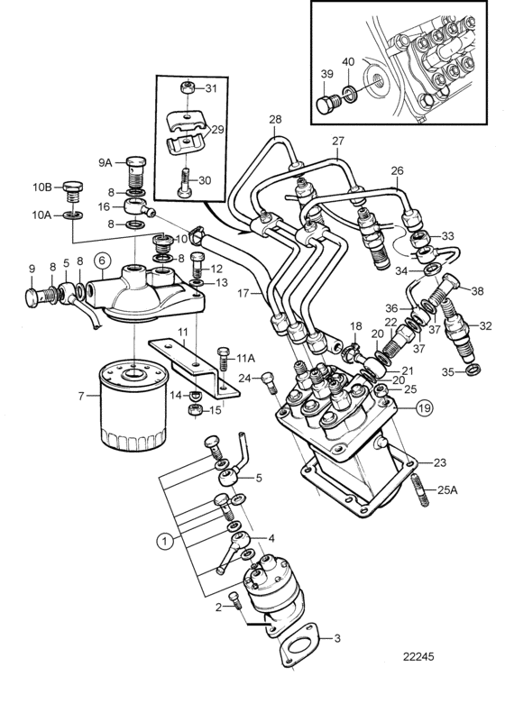 Схема узла Топливная Система Для Volvo Penta Md2040B