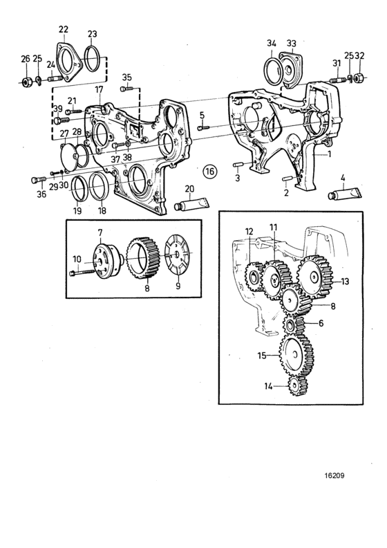 Схема узла Timing Gear Housing Для Volvo Penta Tamd71A