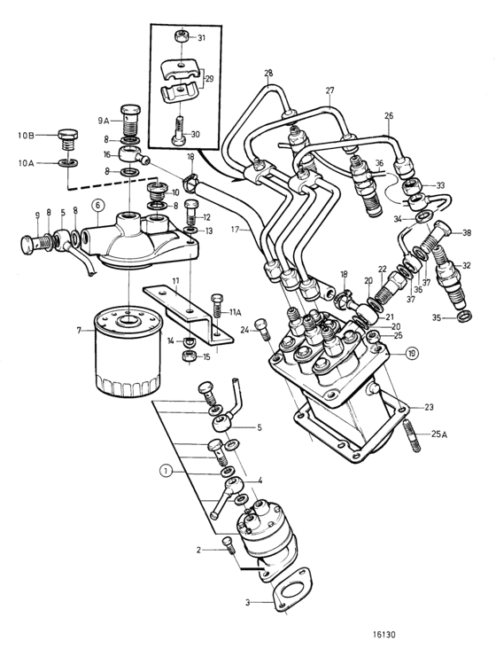 Схема узла Топливная Система Для Volvo Penta Md2040A