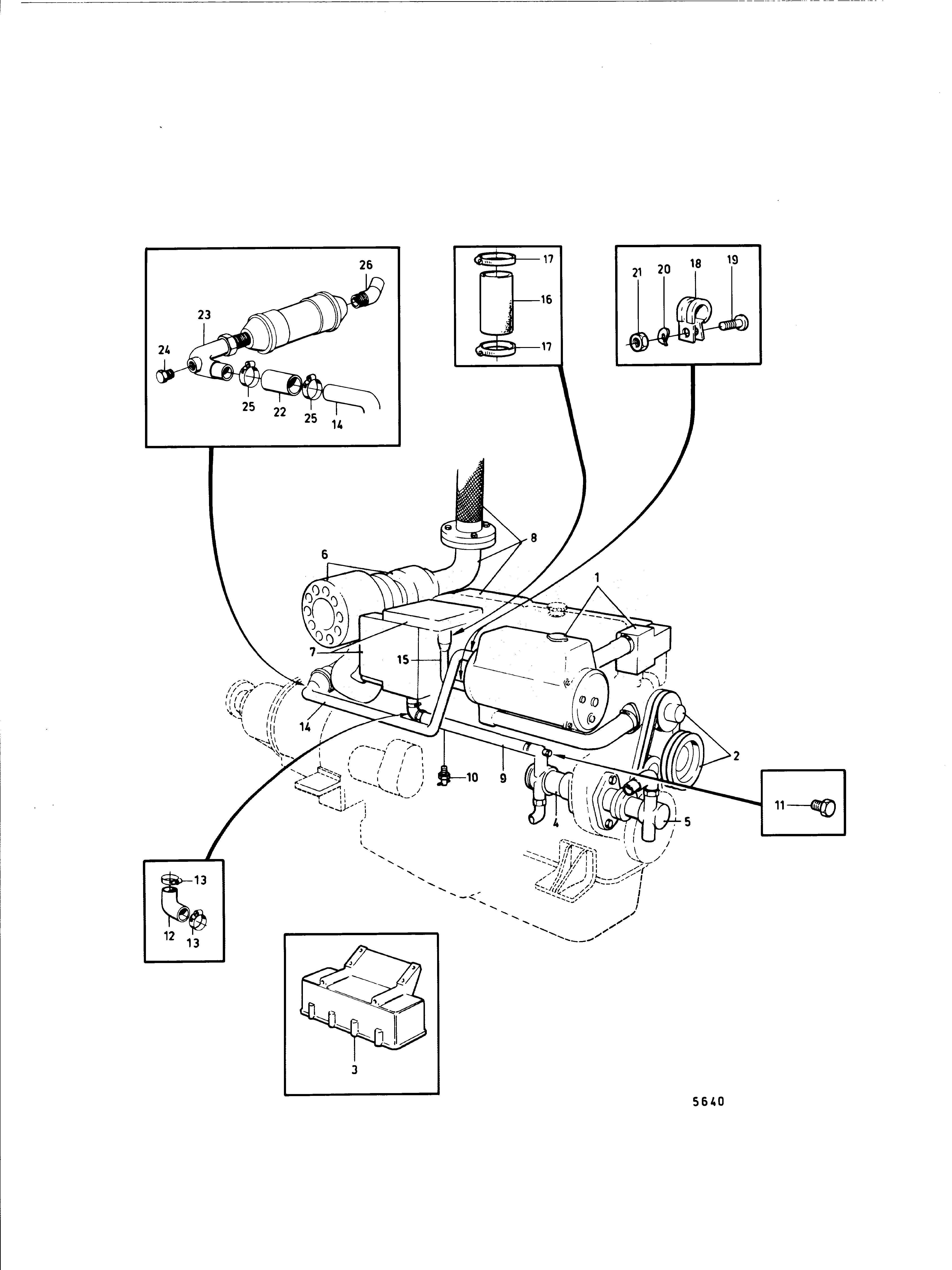 Схема узла Cooling System With Tube Heat Exch.induction And Exhaust Manifold