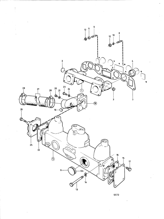 Схема узла Induction- And Exhaust Manifold: C Для Volvo Penta Bb115C