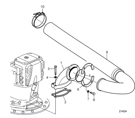 Схема узла Exhaust Pipe, Diesel Для Volvo Penta Ips-B