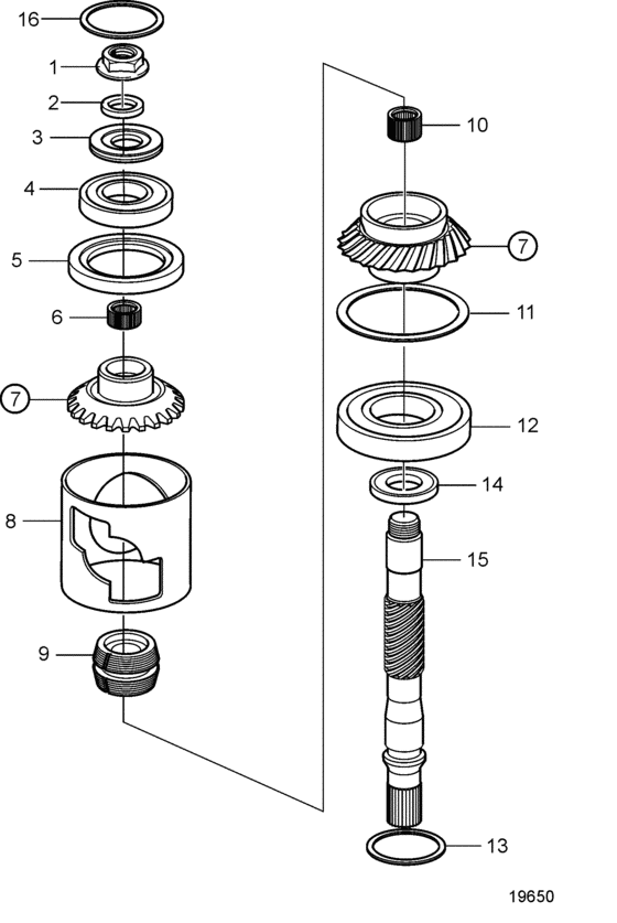 Схема узла Upper Vertical Shaft Для Volvo Penta Dph-B