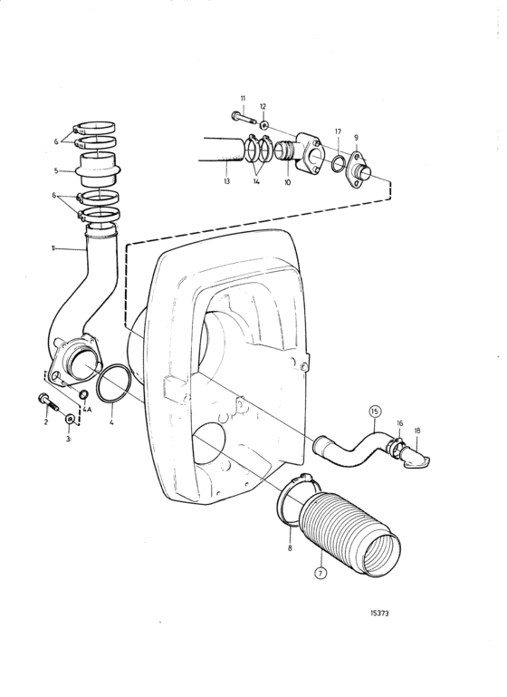Схема узла Exhaust And Cooling Water Pipe Для Volvo Penta Ad31Xd