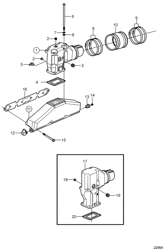Схема узла Выхлоп Для Volvo Penta 5.7Gsii-A