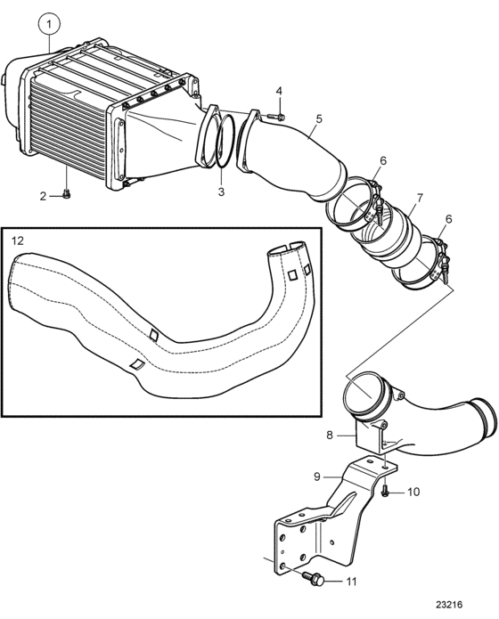 Схема узла Charge Air Cooler Для Volvo Penta D16C-A Mg