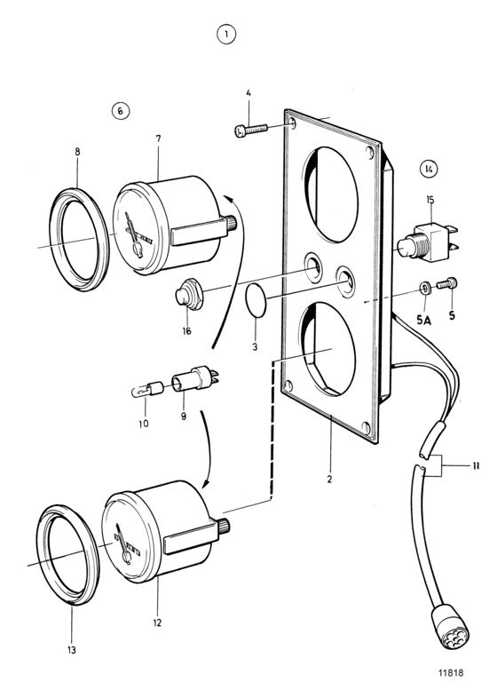 Схема узла Extra Panel. Hour Meter Kit Standard: A Для Volvo Penta Tmd100C