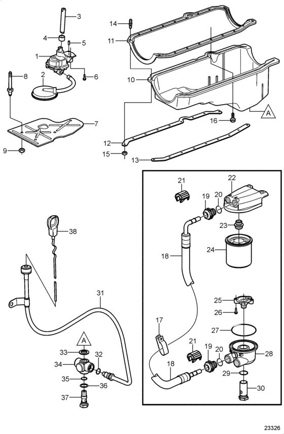 Схема узла Oil Pan And Oil Pump Для Volvo Penta 5.7Gi-Gf