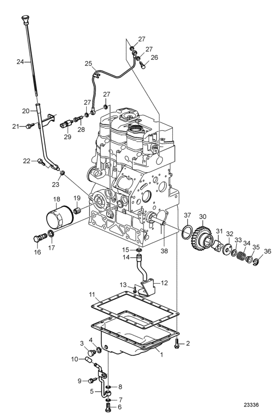 Схема узла Lubricating System Для Volvo Penta D1-30F