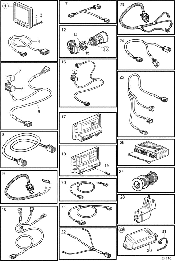 Схема узла Control Unit And Cables, Evc-C2 Для Volvo Penta D6-280A-A