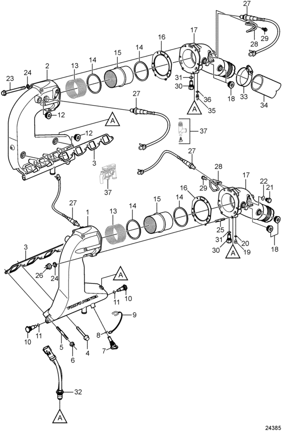 Схема узла Exhaust, High Для Volvo Penta 8.1Ipsce-Mf