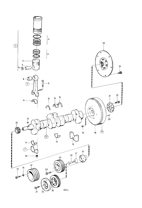 Схема узла Crankshaft And Related Parts: A Для Volvo Penta Tmd41B
