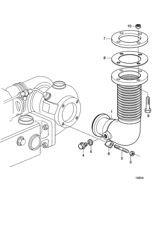 Схема узла Dry Exhaust Line 5\'\' 90 Для Volvo Penta D7A-A T