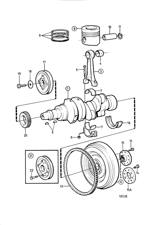 Схема узла Crankshaft And Related Parts: A Для Volvo Penta 2003