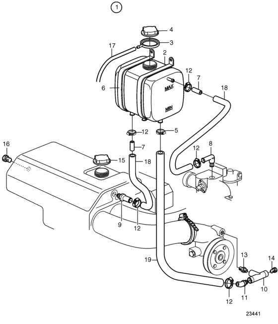 Схема узла Expansion Tank: B Для Volvo Penta Tamd63L-A