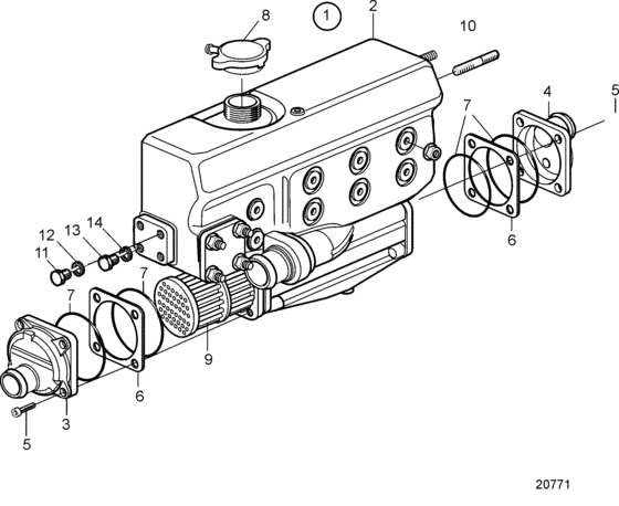 Схема узла Heat Exchanger, Components Для Volvo Penta D2-55A
