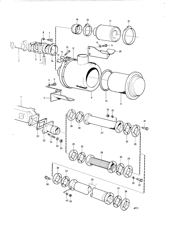 Схема узла Induction And Exhaust System Для Volvo Penta Md120A